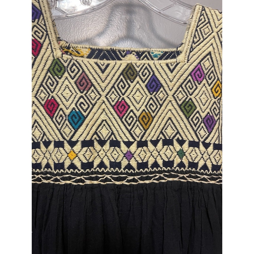 Handmade Mexican Embroidered Blouse Black Women's Large - Picture 3 of 3